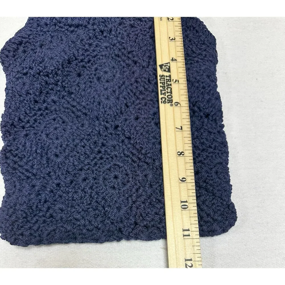 VTG Laura Ashley Crocheted Bag Purse Navy Casual Magnetic Clasp Lined Beach Boho